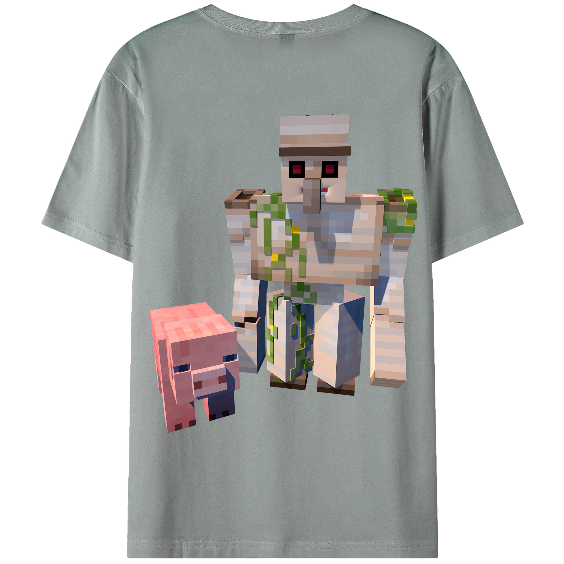 （画像用） マインクラフト ブロックの世界 Minecraft MC Block world 綿100％ メンズ半袖Tシャツ（バックプリント） 通気性